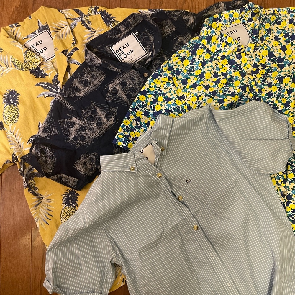 4 Peau de Loup Size 10 Short-sleeve Button Ups - Picture 3 of 3